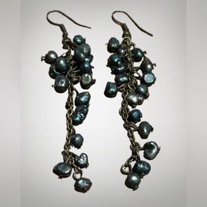 Long Green bead earrings